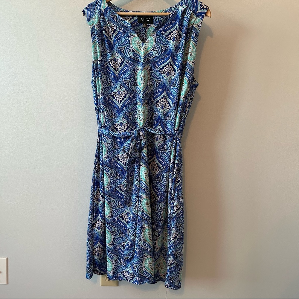 AUW paisley dress with self tie, size 16, EUC